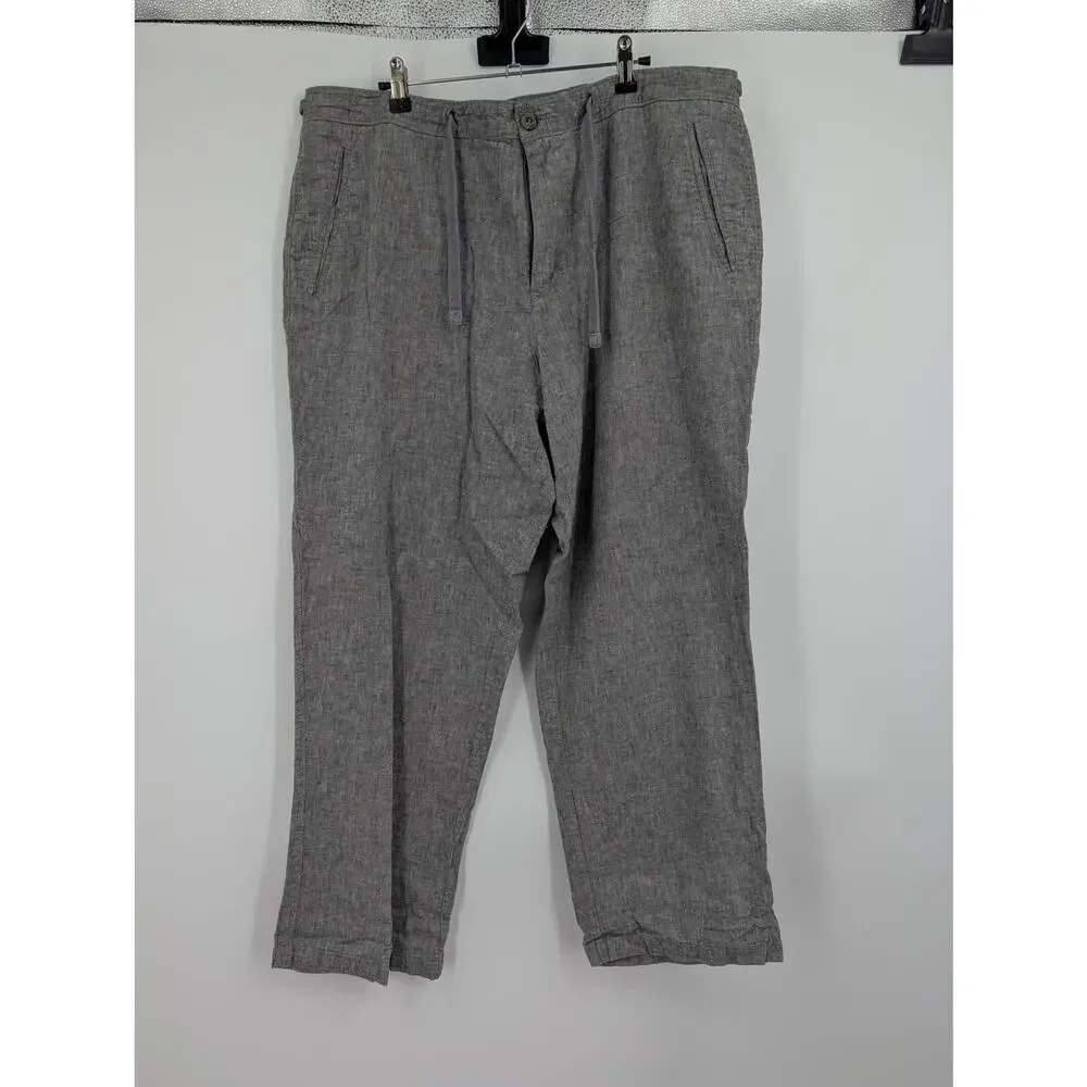 Tasso Elba Island Linen Blend Wide Leg Men's 38 Pant Drawstring Beachy Vacation